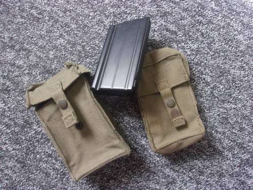 R1 rifle magazine and two pouches