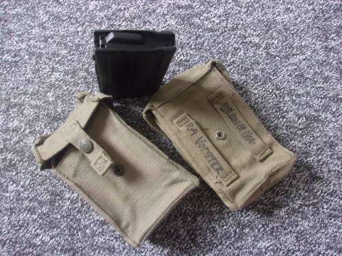 R1 rifle magazine and two pouches