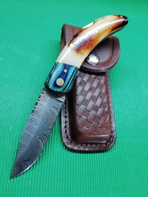 HANDMADE DAMASCUS STEEL FOLDING KNIFE !!!