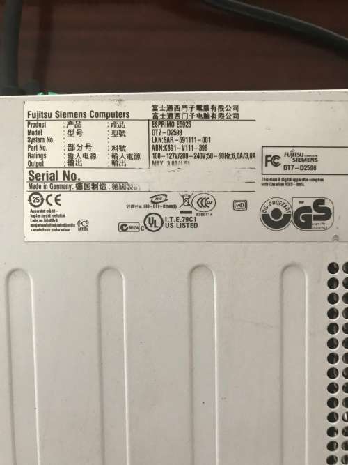 Fujitsu Siemens Intel Core 2 Duo @ 2,33 GHz Desktop only.