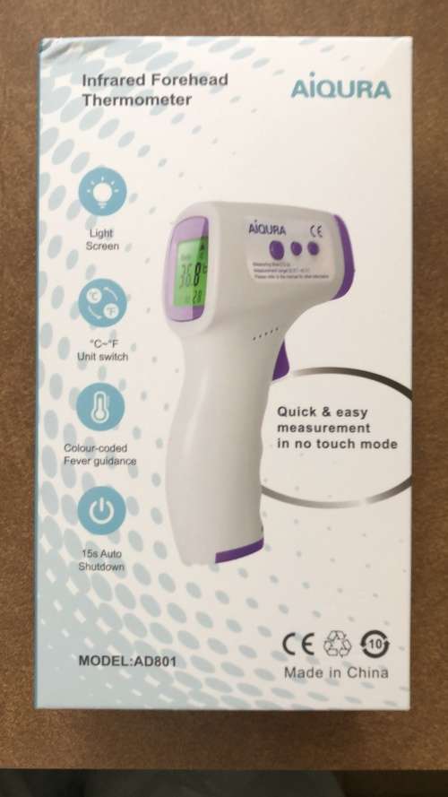 Thermometer non contact forehead infra red medically certified. Last one available.