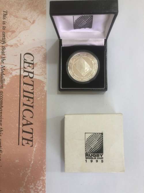 Rugby World Cup Commemorative Medallion. 1 oz Fine Silver .999. Was minted at Golf Reef City Mint.
