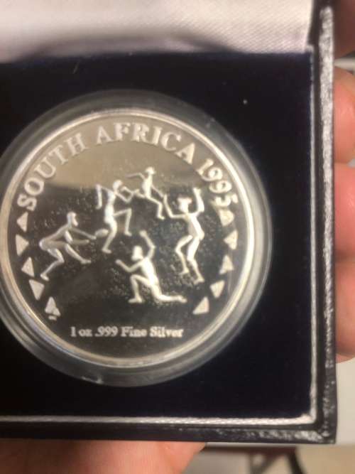 Rugby World Cup Commemorative Medallion. 1 oz Fine Silver .999. Was minted at Golf Reef City Mint.