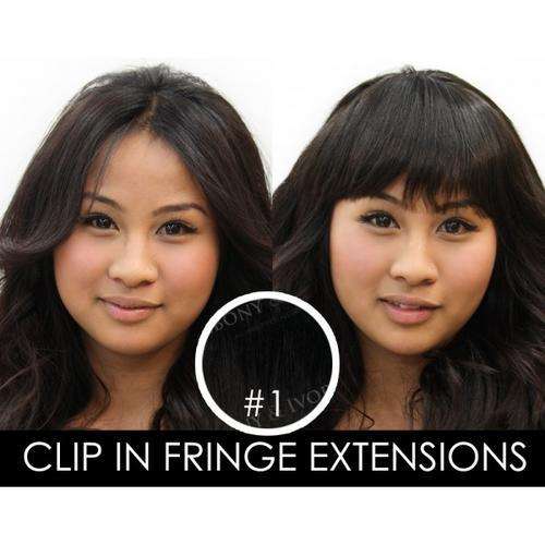 Clip In 100% Remy Human Hair Fringe - Natural Black