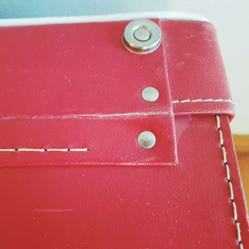 Vintage red vinyl suitcase - FANTASTIC CONDITION