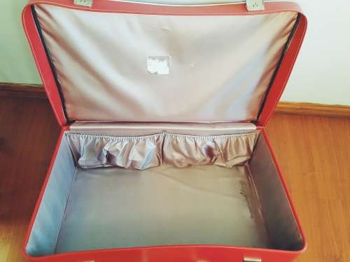 Vintage red vinyl suitcase - FANTASTIC CONDITION