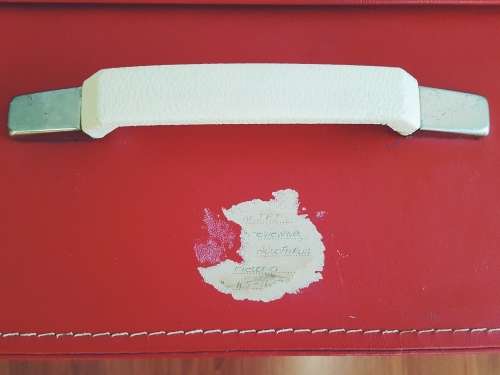 Vintage red vinyl suitcase - FANTASTIC CONDITION