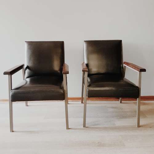 Retro vinyl office chairs - pair
