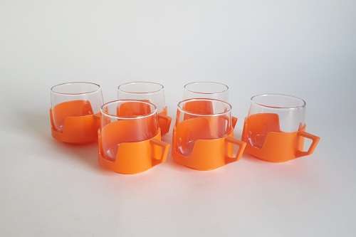 6 x Retro JAJ Pyrex teacups