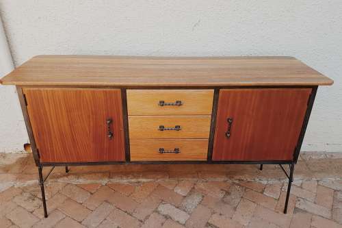 Retro steel en wood sideboard