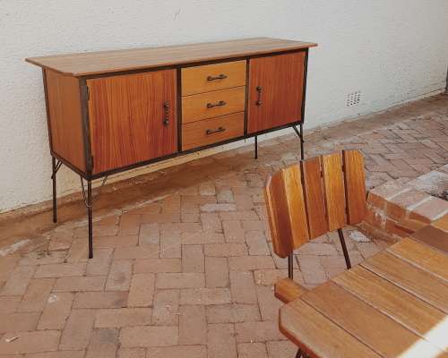 Retro steel en wood sideboard