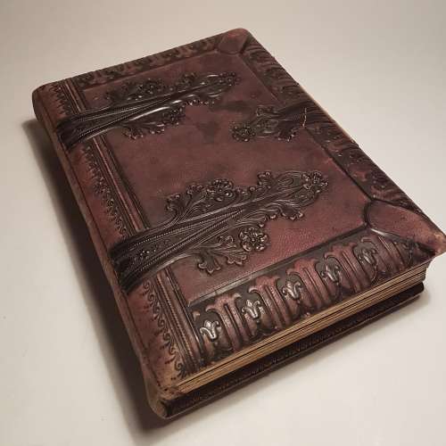 Antique leather photo album with photos - Exquisite!!!