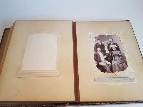 Antique leather photo album with photos - Exquisite!!!