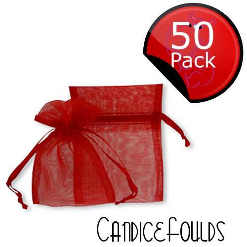 Organza (Gift / Favor) Bags - 7 x 9cm (50 Pack) - Red