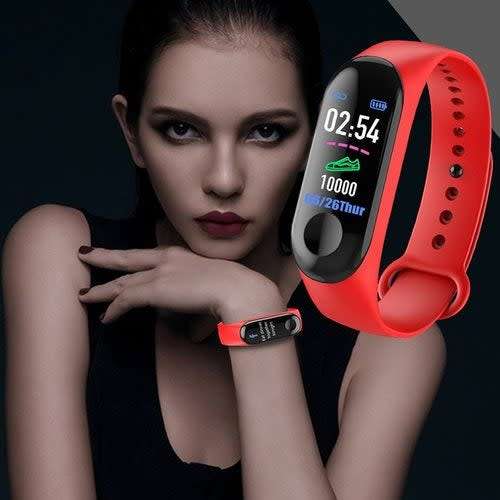 2019 Smart Bracelet Wristband Blood Pressure Heart Rate Monitor Pedometer Smart Watch - Color Red