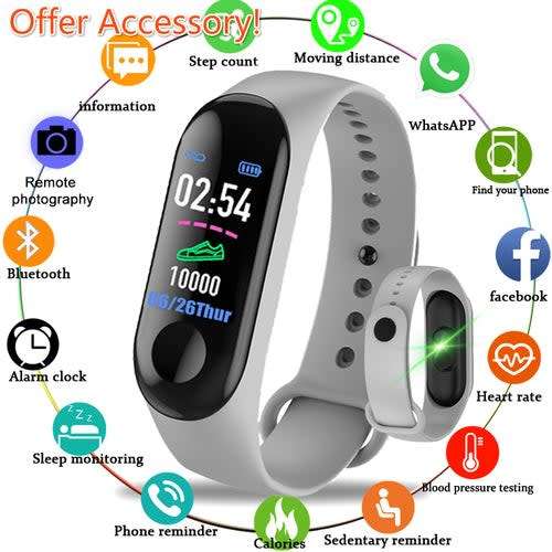 2019 Smart Bracelet Wristband Blood Pressure Heart Rate Monitor Pedometer Smart Watch - Color Red