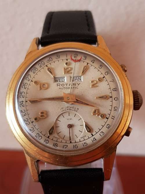 VINTAGE MEN'S ROTARY TRIPLE DATE BUMPER MOVEMENT IN WORKING ORDER