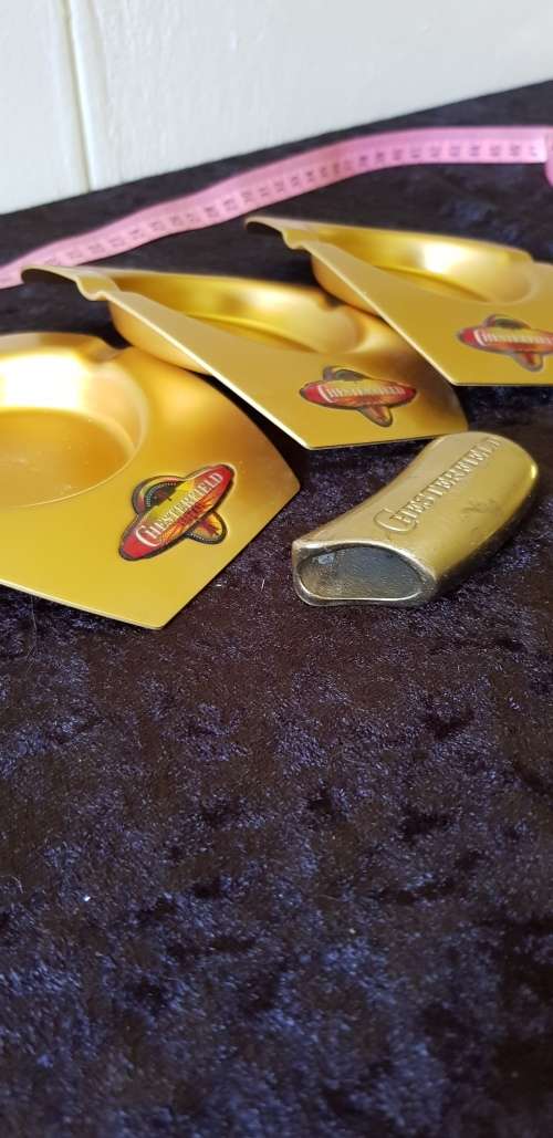 CHESTERFIELD LIGHTER HOLDER AND 3 ASHTRAYS TO HIGHEST BIDDER