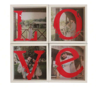 Love Picture Frame Stand, 1pc Size 11*11*4cm, 4pcs/set