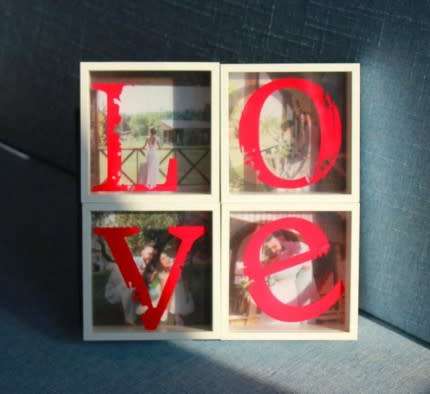 Love Picture Frame Stand, 1pc Size 11*11*4cm, 4pcs/set