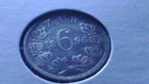 ZAR PAUL KRUGER SIX PENCE SILVER 1896