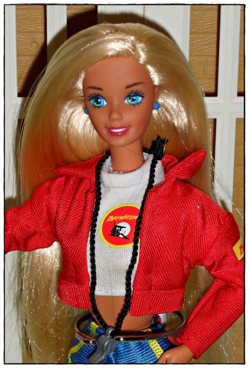 Baywatch Lifeguard Barbie doll made by Mattel