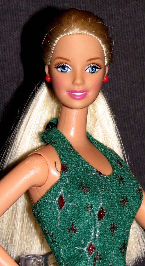 Christmas Barbie doll made by Mattel