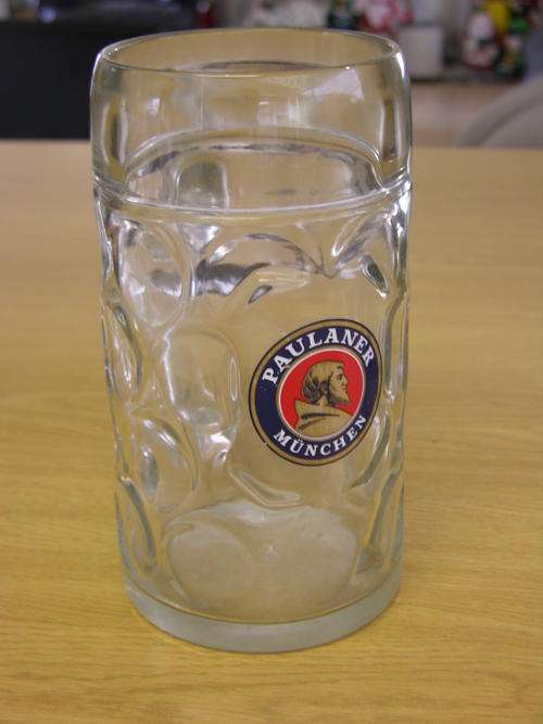 Paulaner Beer Beer mug glass 1Litre Rare