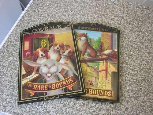 Wooden pub signs from England - Hare & Hounds & Fox & Hounds. Lovely