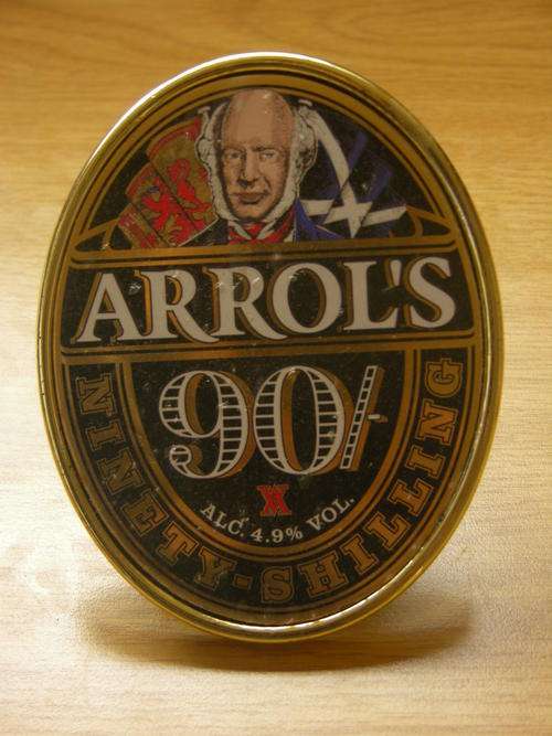 Plastic Pump clips - Very collectable looks lovely -Arrol's 90/- Beer