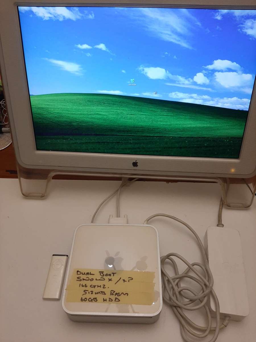 Apple Mac mini 1..6hz, 512mb Ram, 80gb HDD with PSU, power cable and remote ( Snow Leopard & XP )
