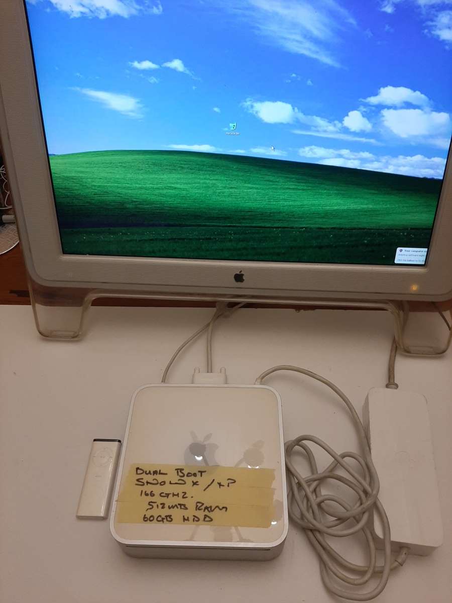 Apple Mac mini 1..6hz, 512mb Ram, 80gb HDD with PSU, power cable and remote ( Snow Leopard & XP )