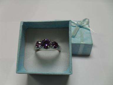 * R1 No Res * TaSTEY LADIES 14ct WHiTE GOLD PLATED LAB TANZANITE STYLED FASHiON RiNG