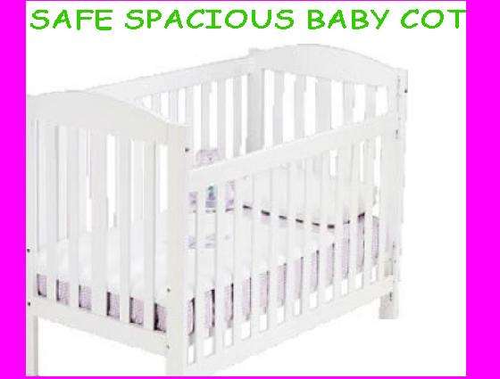 UNBOXED STRONG SAFE SPACIOUS WOODEN BOY GIRL BABY COT COTS FURNITURE  * R1 NO RES AUCTION *