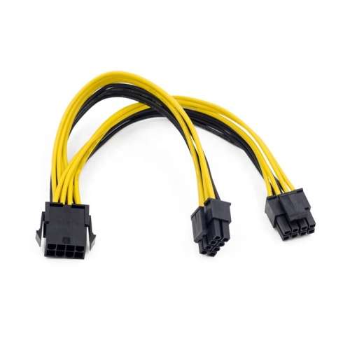 18AWG 8pin female to Dual PCIe 8pin(6+2) male*2 Power Adapter Cable Graphics Card Splitter