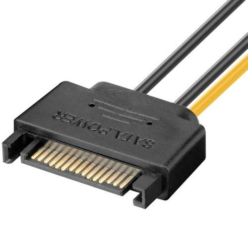 2 x SATA 15 Pin Male to Graphics Card PCI-e 8 (6+2) Pin male Video Card Power Supply Cable