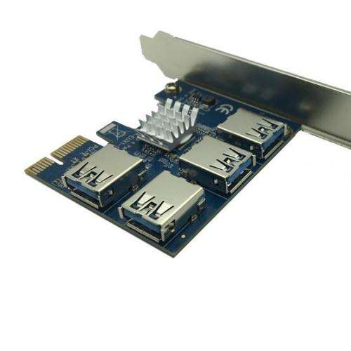 PCI-E to PCI-E Adapter 1 to 4 PCI-Express Slot 1x to 16x USB 3.0 Riser PCIe Converter