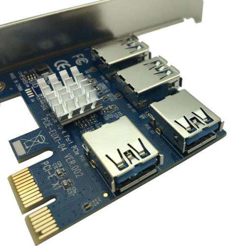 PCI-E to PCI-E Adapter 1 to 4 PCI-Express Slot 1x to 16x USB 3.0 Riser PCIe Converter