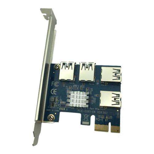 PCI-E to PCI-E Adapter 1 to 4 PCI-Express Slot 1x to 16x USB 3.0 Riser PCIe Converter
