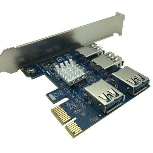 PCI-E to PCI-E Adapter 1 to 4 PCI-Express Slot 1x to 16x USB 3.0 Riser PCIe Converter