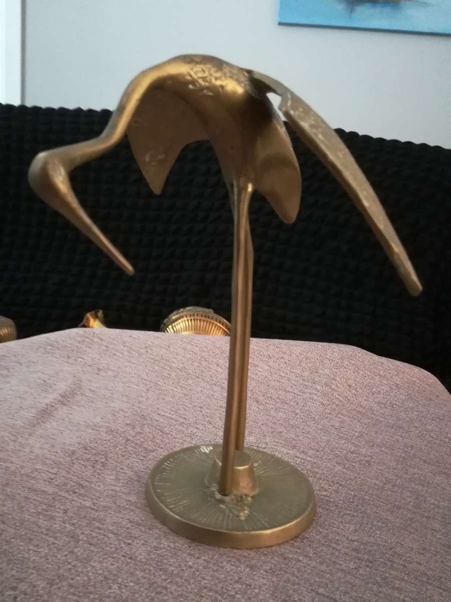 Beautiful Vintage Brass Bird with long bill 20cm high