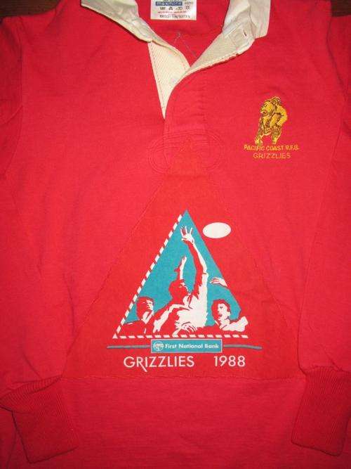 Pacific Coast Grizzlies Rugby Jersey 1988