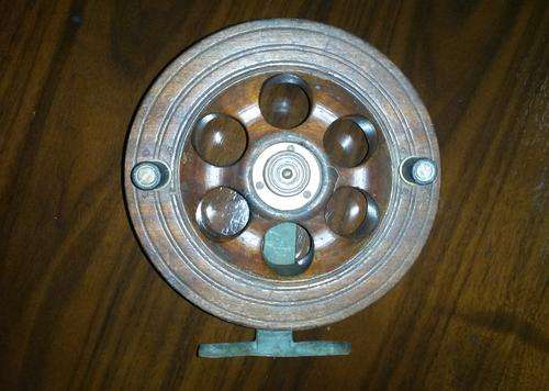 Antique Wood & Brass Fishing Reel