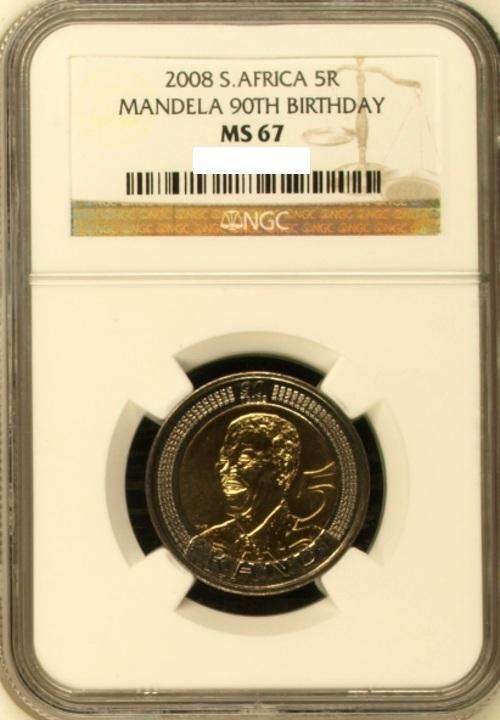 BRAND NEW MANDELA MS67 - 90th Birthday R5 Coins MS67