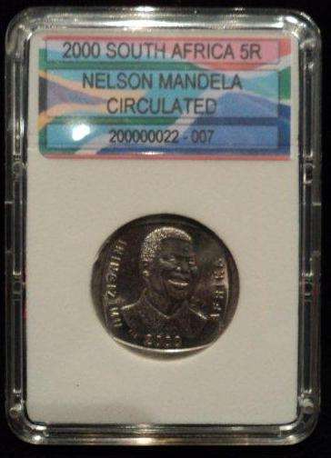 Encapsulated Smiling Madiba Smiling Mandela R5 2000 Coins Circulated ! NOT NGC