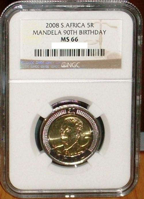 MS66 NGC GRADED Mandela 90th Birthday 2008 R5 COINS - Bid per Coin