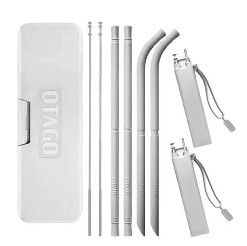 OTAGO Reusable Collapsible Silicone Straws with Travel Case Set of 9, BPA Free