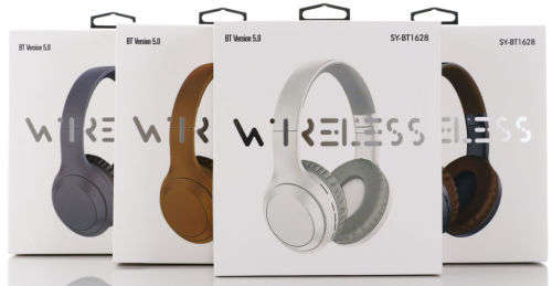 Bluetooth 5.0 Wireless Headphones - BT1628 - Brown