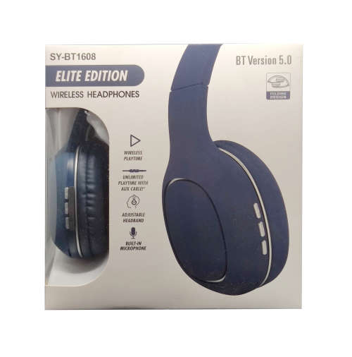 Bluetooth 5.0 Wireless Headphones - BT1608 - Blue