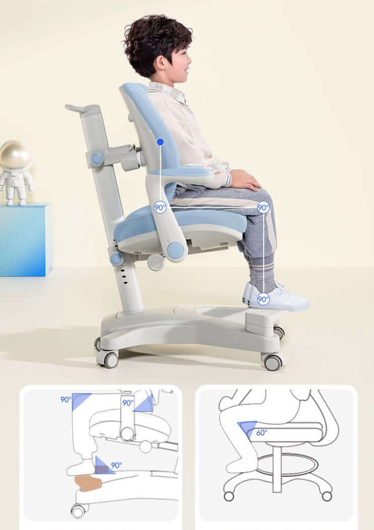 Kids Ergonomic Chair, Adjustable Height and Depth with Gravity Self-Lock Wheel - Pink